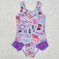 Baby Girls Swimsuits Purple Sleeveless Ruffle One Piece Swimsuits S0388