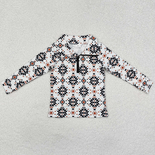 Baby Boys Clothes Tops Western Aztec Zip Pullovers Tops Preorder BT0937