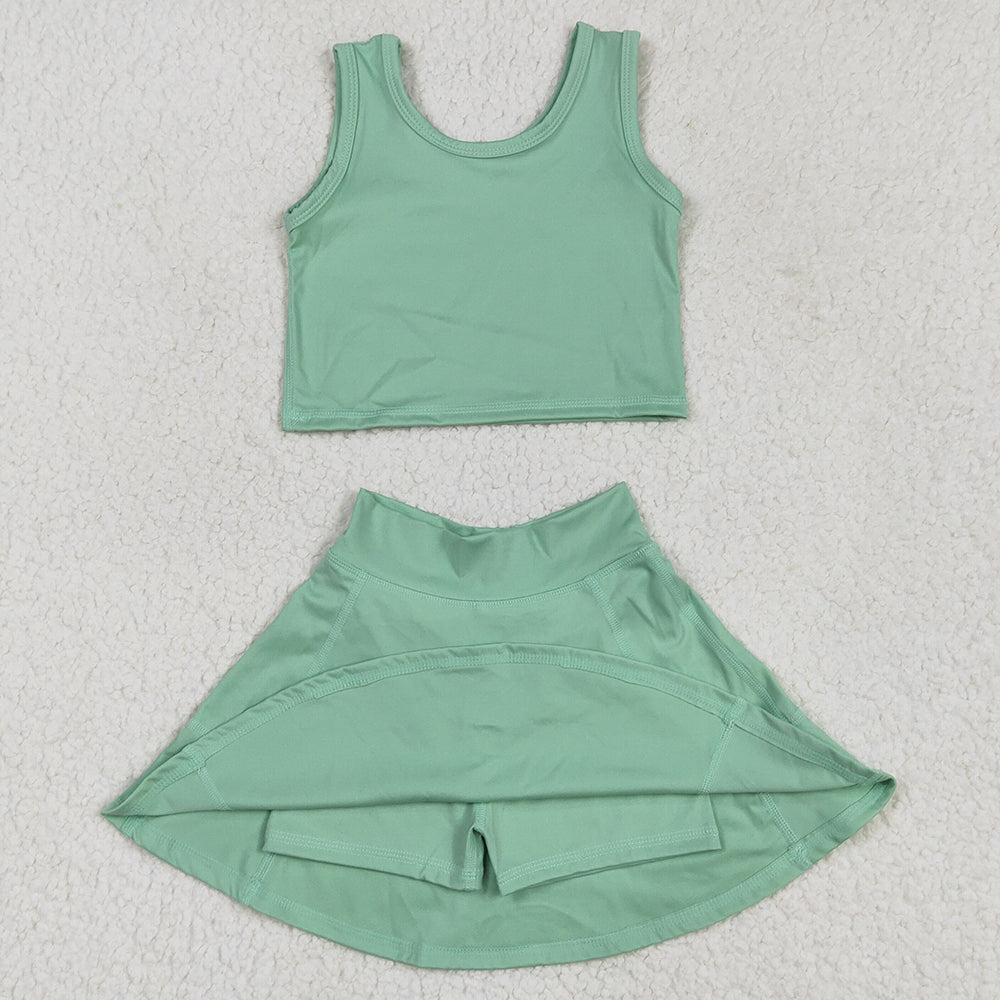 Baby Girls Clothes Green Vest Top Sports Skorts Skirts Sets GSD1984 4.21