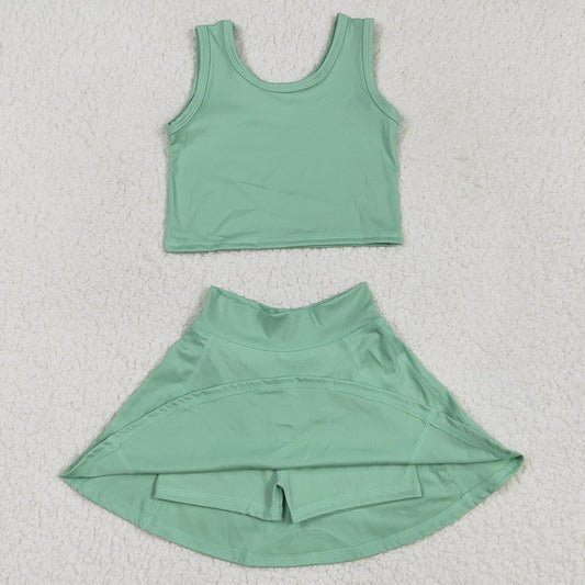 Baby Girls Clothes Green Vest Top Sports Skorts Skirts Sets GSD1984 4.21