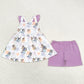 Baby Girls Clothes Dogs Flowers Tunic Lavender Shorts Summer Sets GSSO0998