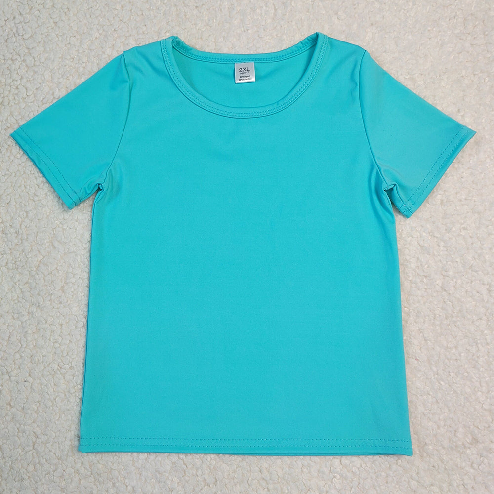 Baby Girls Clothes Aqua Blue Short Sleeve Yoga Active T-shirts Top GT1640