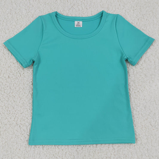 Baby Girls Clothes Aqua Blue Short Sleeve Yoga Active T-shirts Top GT1640