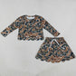 Baby Girls Clothes Long Sleeve Dark Brown Camo Top Skirt Short Scallop Clothes Set GLD1617