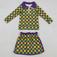 Baby Girls Clothes Mardigras Checked Zipper Pullovers Skirt Shorts Yoga Clothes Set GLD1362 12.11