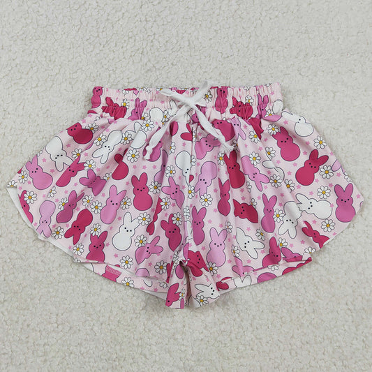 Baby Girls Shorts Pink Rabbits Flowers Easter Yoga Active Ruffle Shorts Bottom SS0714 12.10