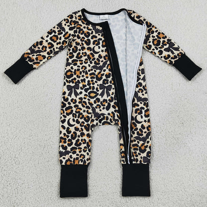 Baby Boys Rompers Leopard Bats Halloween Two Way Zip Convertible Romper LR3242