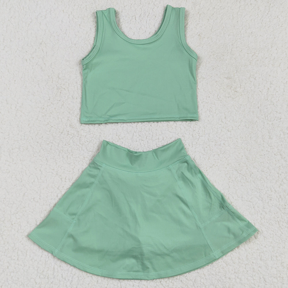 Baby Girls Clothes Green Vest Top Sports Skorts Skirts Sets GSD1984 4.21