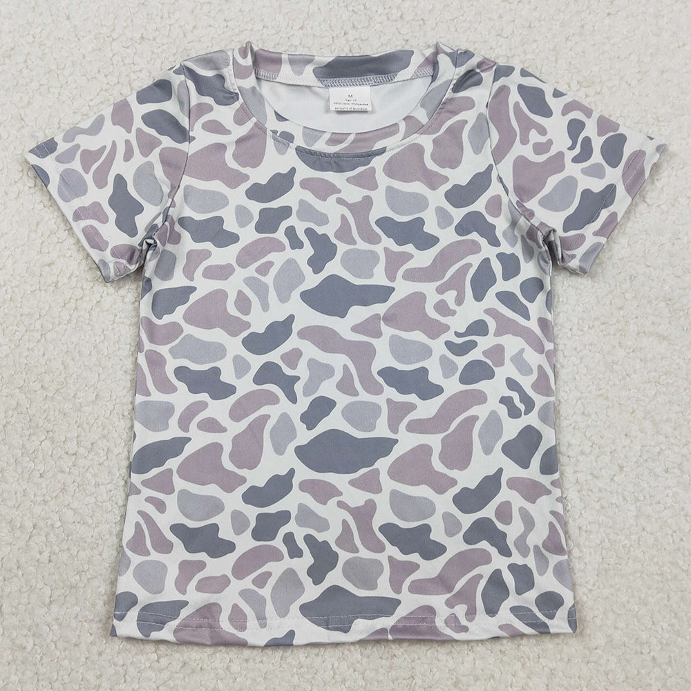 Baby Boys Clothes Short Sleeve Southern Light Grey Camo T-shirts Top BT1712