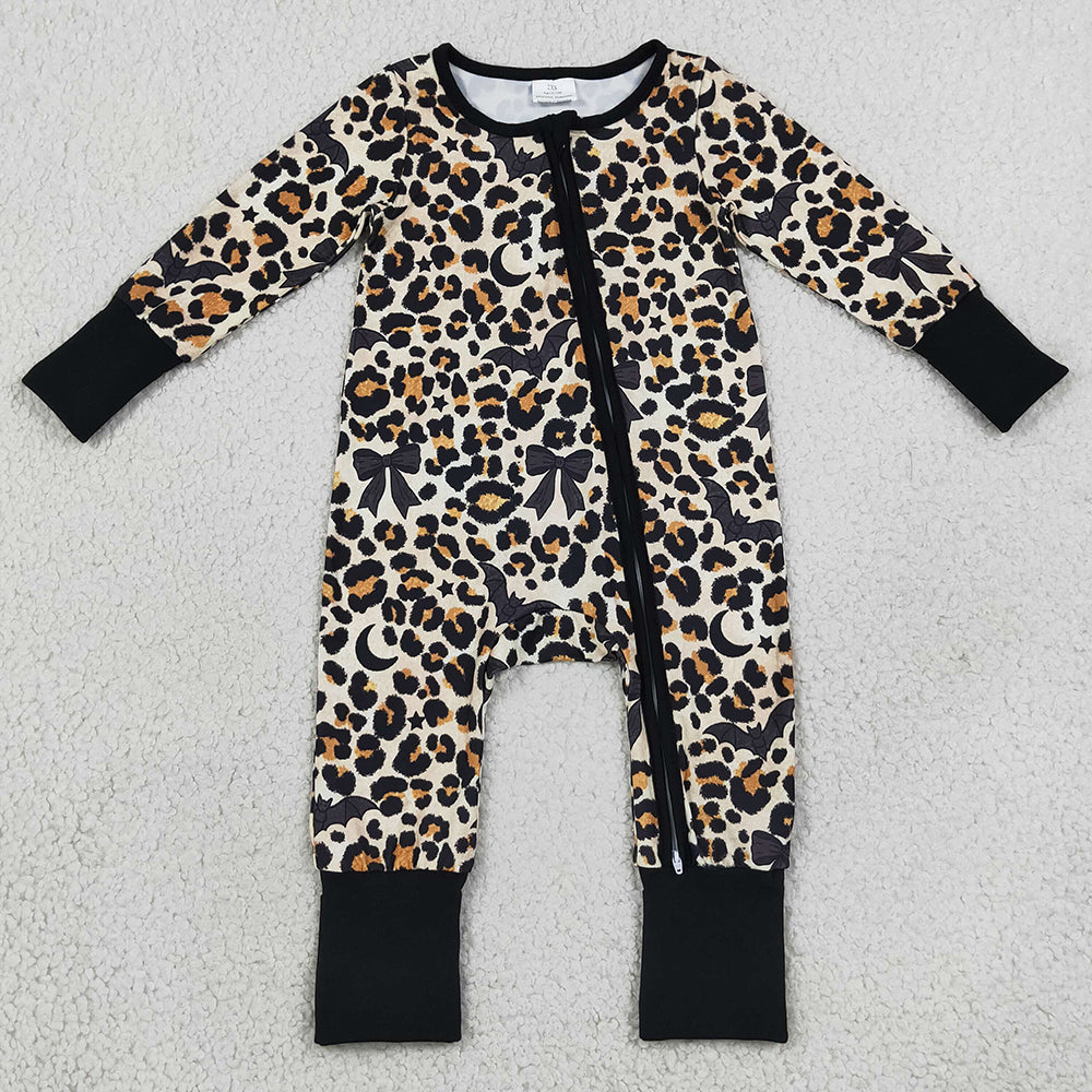 Baby Boys Rompers Leopard Bats Halloween Two Way Zip Convertible Romper LR3242