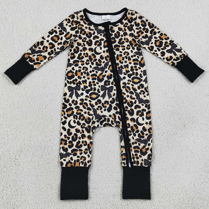 Baby Boys Rompers Leopard Bats Halloween Two Way Zip Convertible Romper LR3242