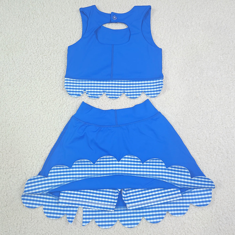 Baby Girls Dress Sleeveless Vest Top Skirt Shorts Yoga Active Bows Scallop Clothes Sets GSD4177