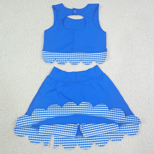 Baby Girls Dress Sleeveless Vest Top Skirt Shorts Yoga Active Bows Scallop Clothes Sets GSD4177