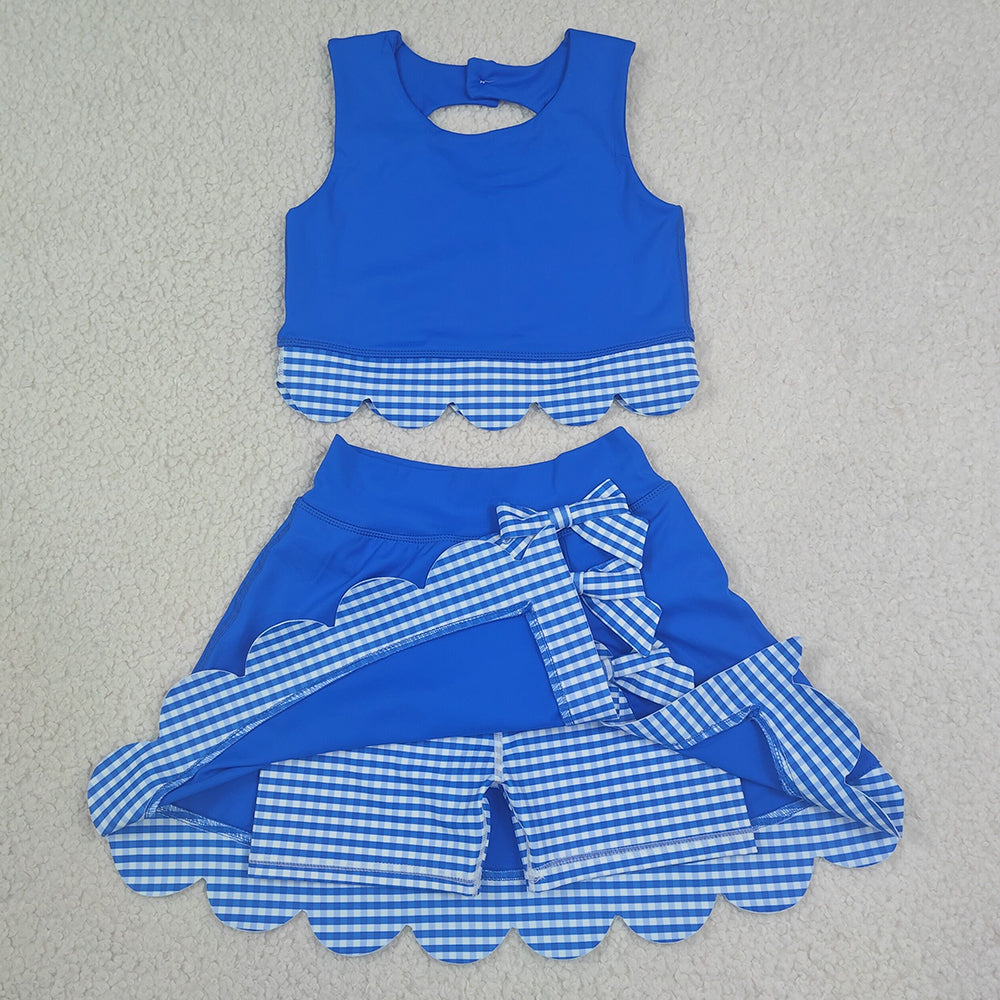 Baby Girls Dress Sleeveless Vest Top Skirt Shorts Yoga Active Bows Scallop Clothes Sets GSD4177