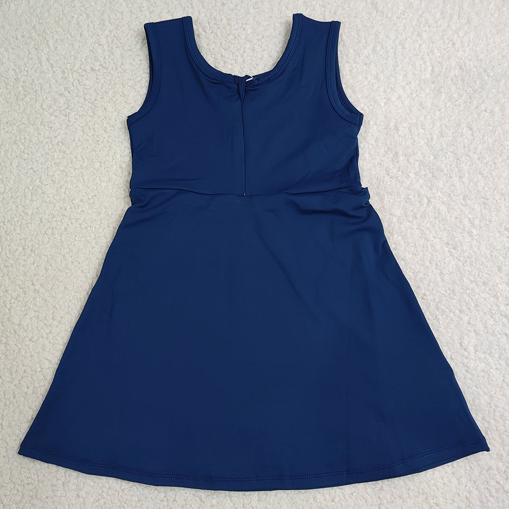 Baby Girls Dress Navy Sleeveless Bows Yoga Active Short Knee Length Dress GSD3880