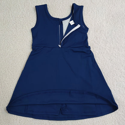 Baby Girls Dress Navy Sleeveless Bows Yoga Active Short Knee Length Dress GSD3880