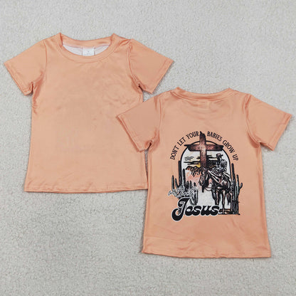 Baby Boys Clothes Short Sleeve Cactus Horse Rodeos Western T-shirts Top BT1618