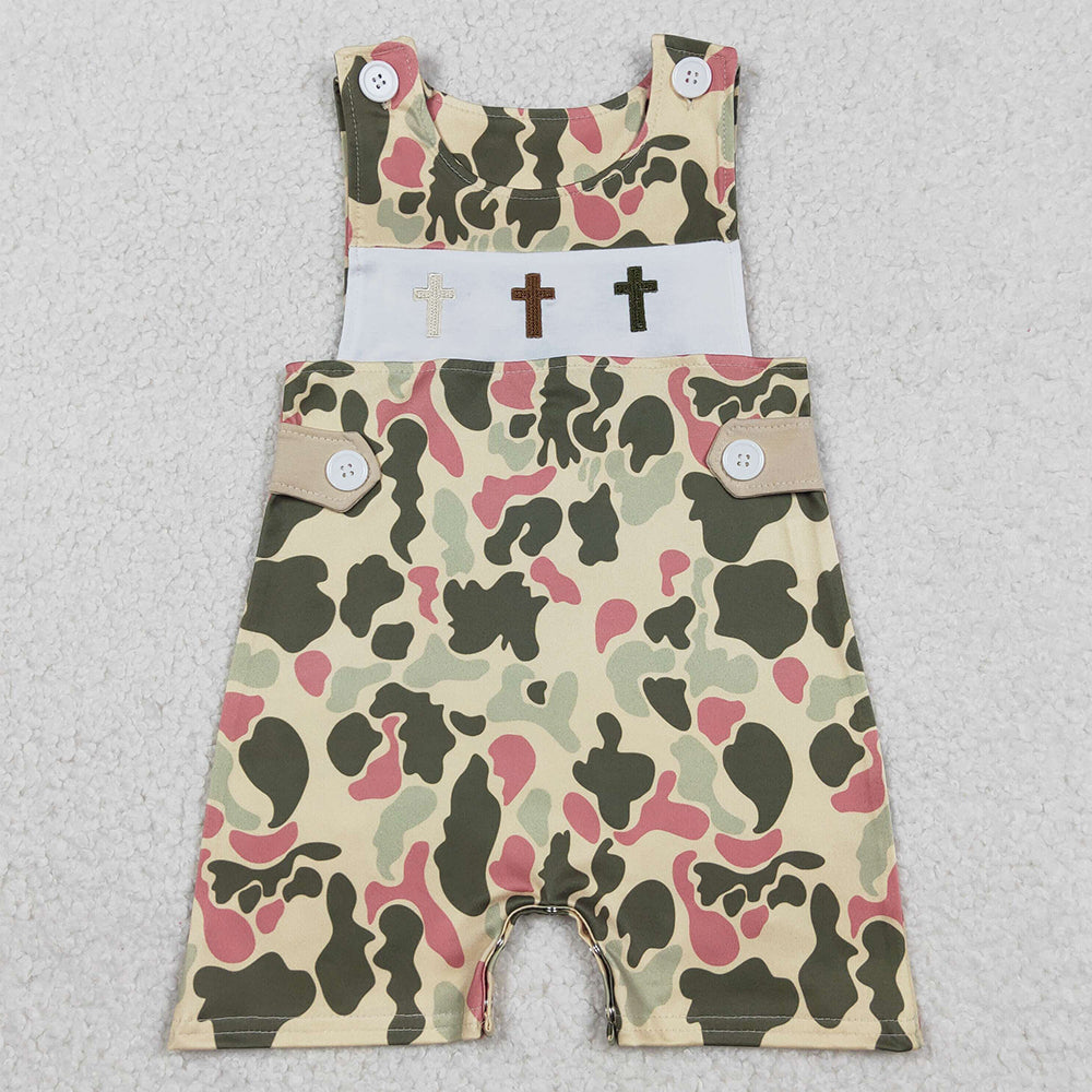 Baby Boys Rompers Embroidery Crosses Camo Easter Shorts Rompers SR3290 12.25