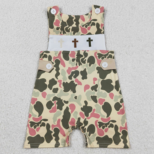 Baby Boys Rompers Embroidery Crosses Camo Easter Shorts Rompers SR3290 12.25
