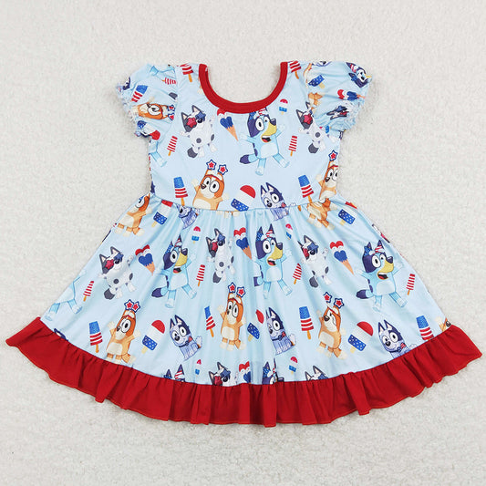 July 4th Boutique Kids Girls Dress Cartoon Print Dresses GSD0744