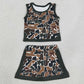 Baby Girls Clothes Southern Dark Brown Camo Vest Tops Skirt Short Yoga Active Clothes Sets GSD4233