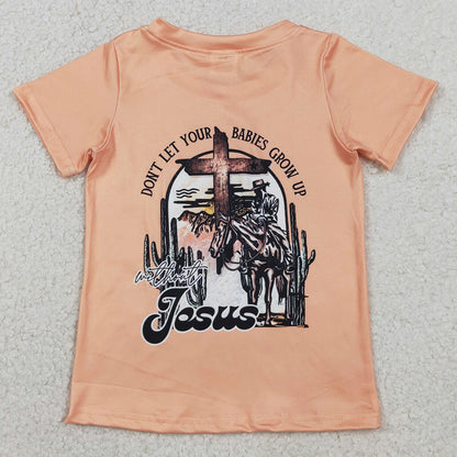 Baby Boys Clothes Short Sleeve Cactus Horse Rodeos Western T-shirts Top BT1618