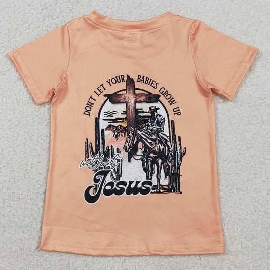 Baby Boys Clothes Short Sleeve Cactus Horse Rodeos Western T-shirts Top BT1618