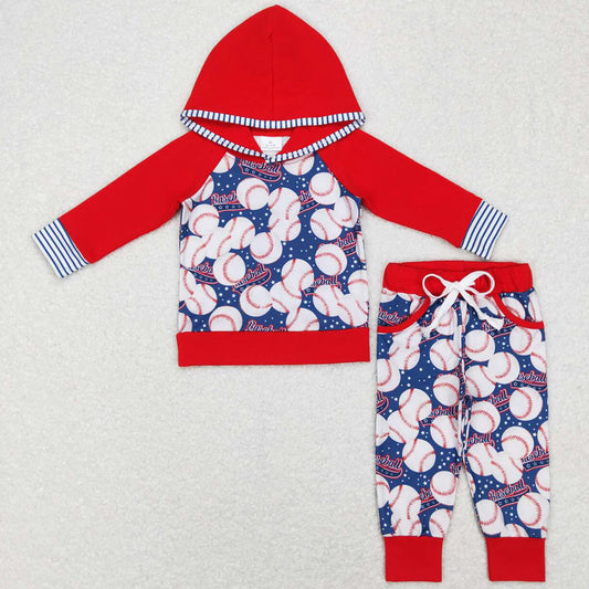 Baby Boys Clothes Baseball Long Sleeve Hooded Top Pants Sets BLP0386