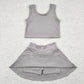 Baby Girls Clothes Grey Yoga Tennis Vest Top Sports Skorts Skirts Sets GSD1983 4.21