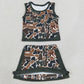Baby Girls Clothes Southern Dark Brown Camo Vest Tops Skirt Short Yoga Active Clothes Sets GSD4233