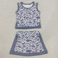 Baby Girls Clothes Southern Light Grey Camo Vest Top Skirt Short Yoga Active Clothes Sets GSD4230