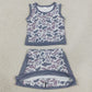 Baby Girls Clothes Southern Light Grey Camo Vest Top Skirt Short Yoga Active Clothes Sets GSD4230