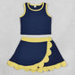Baby Girls Clothes Yellow Navy Crop Scallop Skirt Short Yoga Active Clothes Sets GSD4111