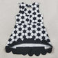 Baby Girls Dress Footballs Checked Team Yoga Active Scallop Short Knee Length Dress GSD4102
