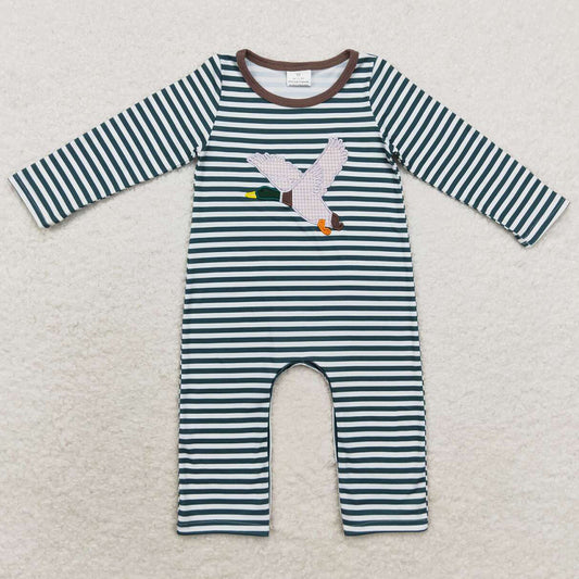 Baby Infant Boys Rompers Blue Stripes Mallard Duck Long Sleeve Rompers LR0963