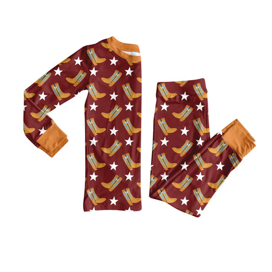 Preorder(moq 5) Baby Boys Western Cowboy Boots Top Pants Lounge Wear Pajamas Sets 8.15