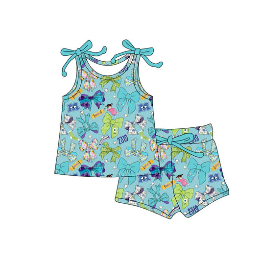 Preorder moq 5 Baby Girls Bows Sleeveless Colorful Bows Top Short Set 4.16