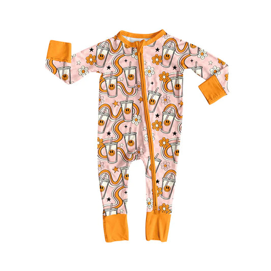 Preorder(moq 5)Baby Infant Boys Long Sleeves Smiles Flowers Zipper Rompers 8.4
