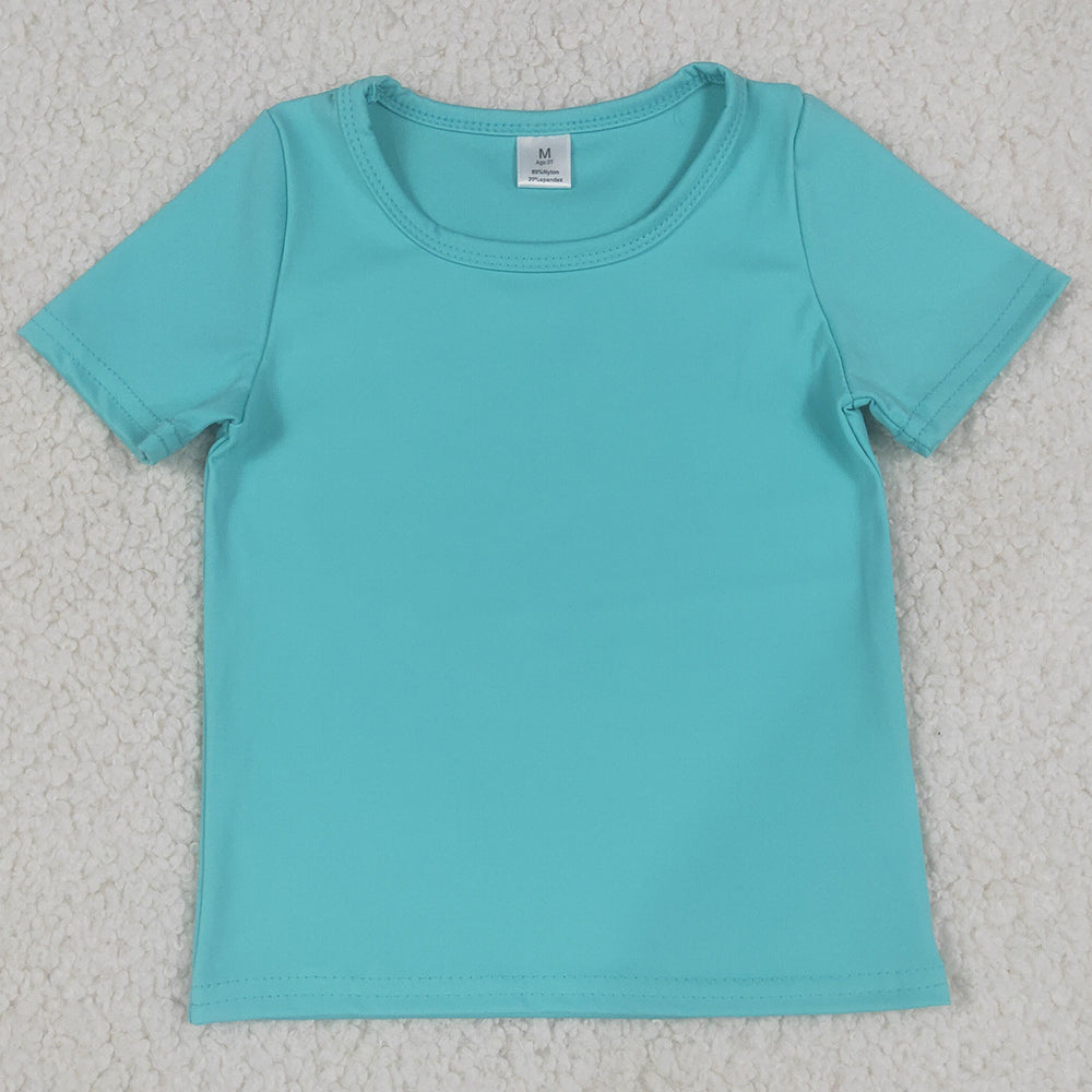 Baby Girls Clothes Blue Short Sleeve Yoga Active T-shirts Top GT1637
