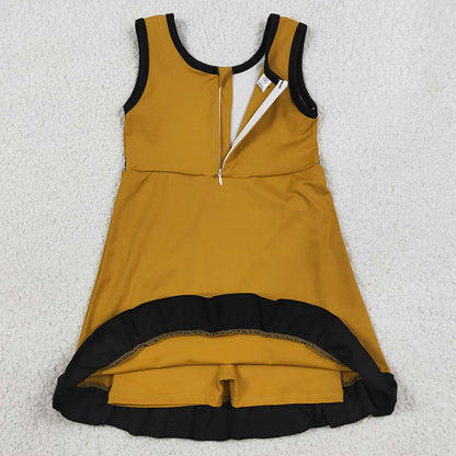 Baby Girls Dress Gold Black Sleeveless Yoga Active Short Knee Length Dress GSD4134