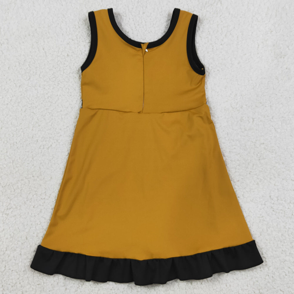 Baby Girls Dress Gold Black Sleeveless Yoga Active Short Knee Length Dress GSD4134