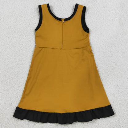Baby Girls Dress Gold Black Sleeveless Yoga Active Short Knee Length Dress GSD4134