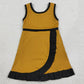 Baby Girls Dress Gold Black Sleeveless Yoga Active Short Knee Length Dress GSD4134