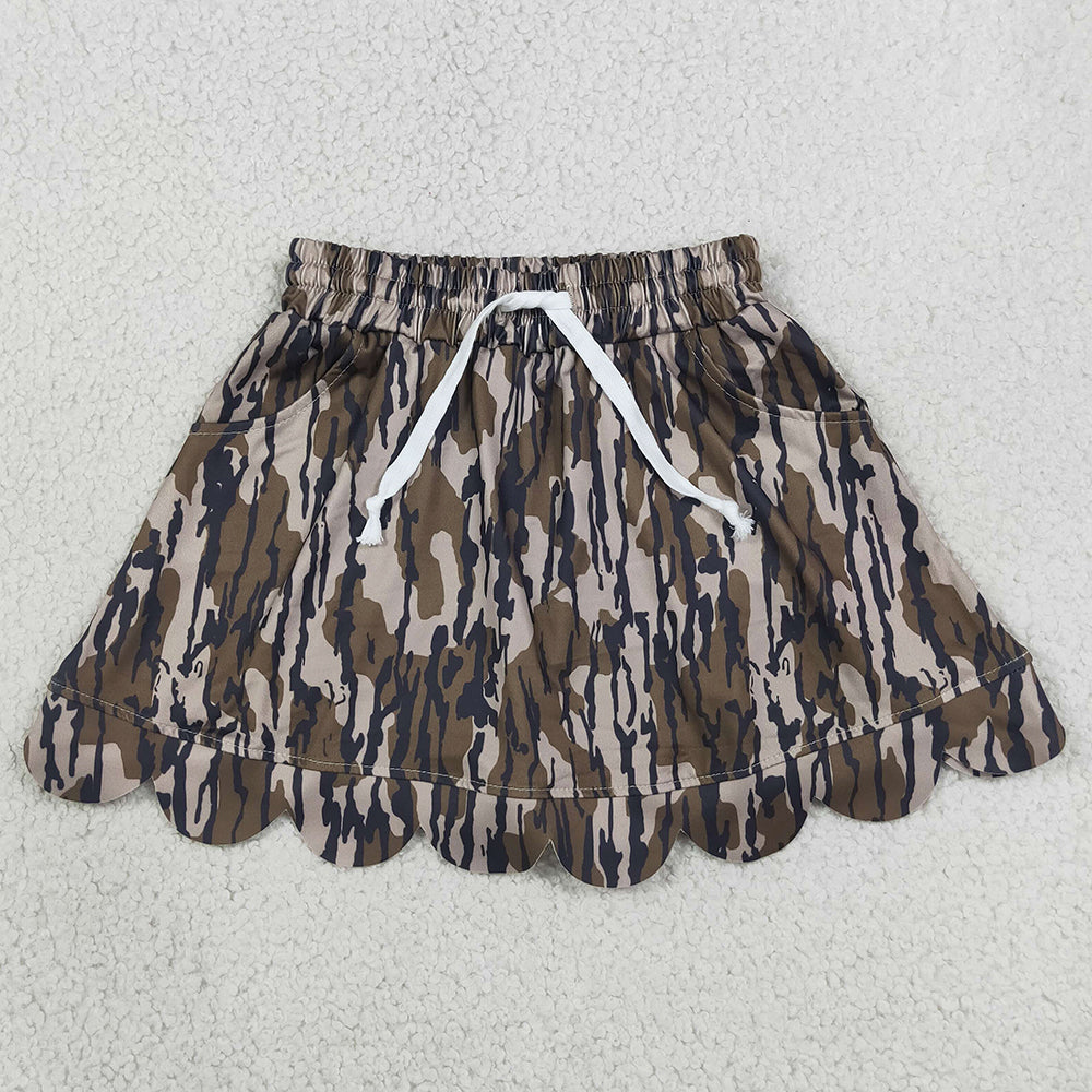 Baby Girls Skirts Southern Olive Wood Camo Scallop Pockets Skirt Shorts Bottom GLK0298