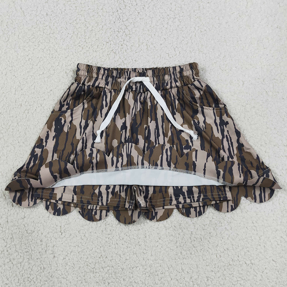 Baby Girls Skirts Southern Olive Wood Camo Scallop Pockets Skirt Shorts Bottom GLK0298