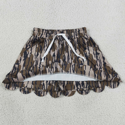Baby Girls Clothes Long Sleeve Southern Wood Camo Top Skirt Shorts Scallop Clothes Set GLD1615