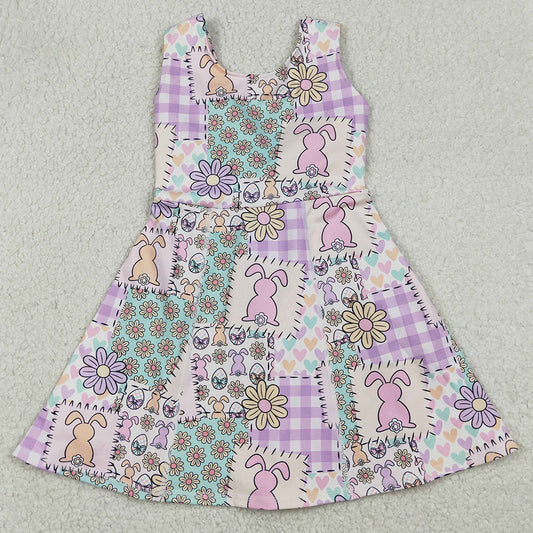 Baby Girls Dress Rabbits Flowers Checked Easter Yoga Active Shorts Knee Length Dresses GSD3051 12.22