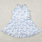 Baby Girls Dress Strap Blue Bows Floral Yoga Ruffle Athletic Dresses GSD2290 4.21