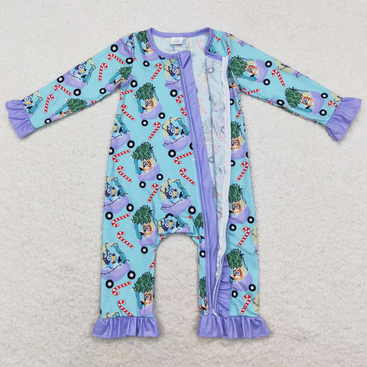 Baby Infant Girls Rompers Christmas Dogs Candy Bamboo Zip Rompers LR1419