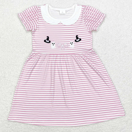 Baby Girls Dress Pink Stripes Halloween Ghost Knee Length Dresses GSD1362